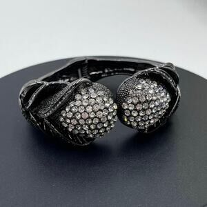 Princess Amanda Borghese Clear‎ Rhinestone Black Clamper Bracelet Bangle